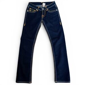 TRUE‎ RELIGION Vintage Y2K Super T Flap Jeans Made in USA Crystal Rivets Size 26